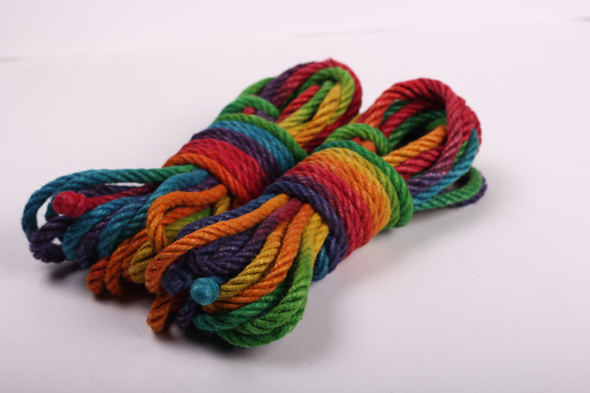 Rainbow hemp rope for rope bondage